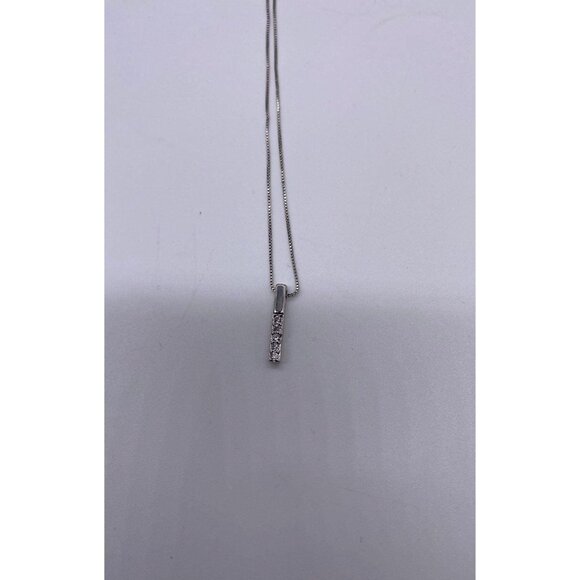 Penta Crystal Bar Charm Necklace Silver Tone Adjustable Chain Women's Jewelry - Picture 6 of 8